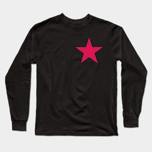 BASIC RED STAR DISTRESSED Weathered Effect Long Sleeve T-Shirt